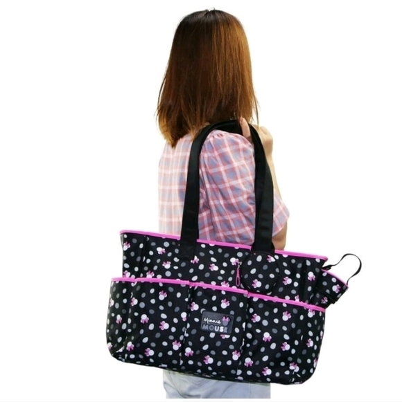 Disney Baby Minnie Mouse 8 Pockets Diaper Bag 4 Piece Accessory Set - Picture 3 of 9